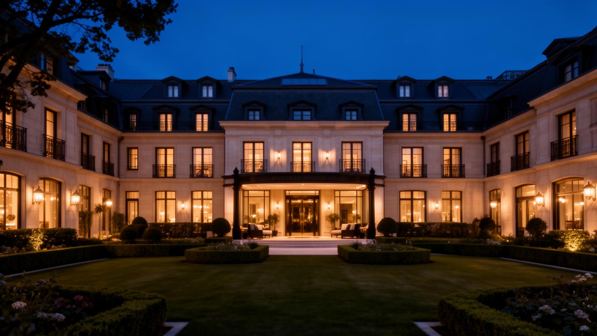 Luxury hospitality property at dusk